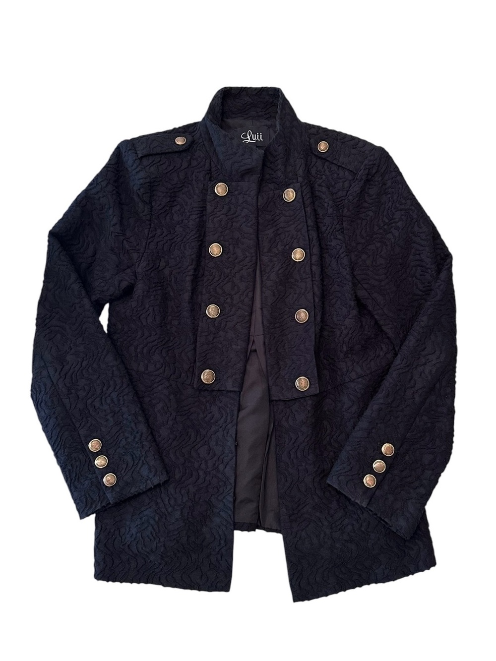 Luii Military Style Jacket Textured Black size Large